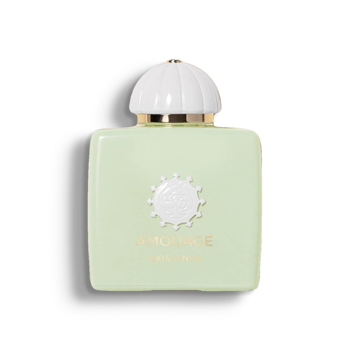 AMOUAGE EXISTENCE EDP single perfume bottle on pure white with a soft left-down tabletop shadow